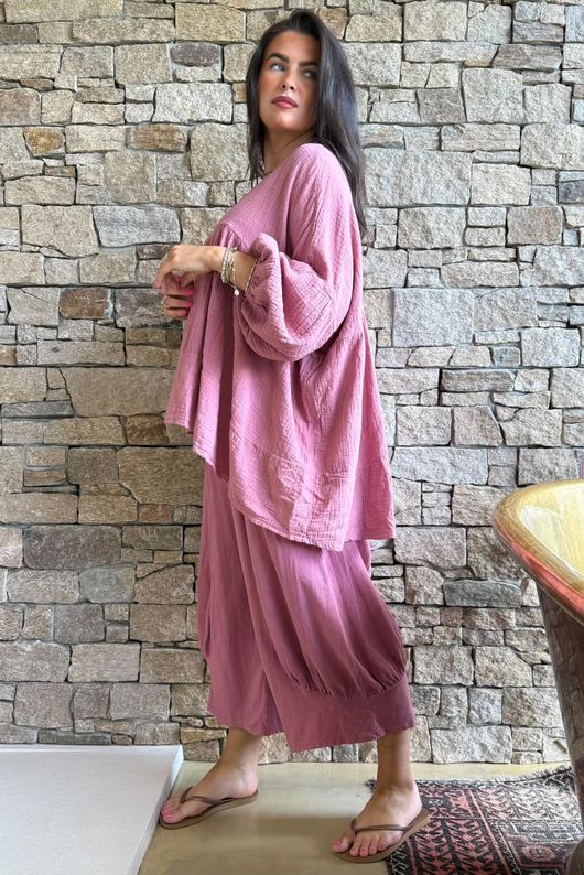 Suri Cushion Cotton Artist Smock Indian Pink 